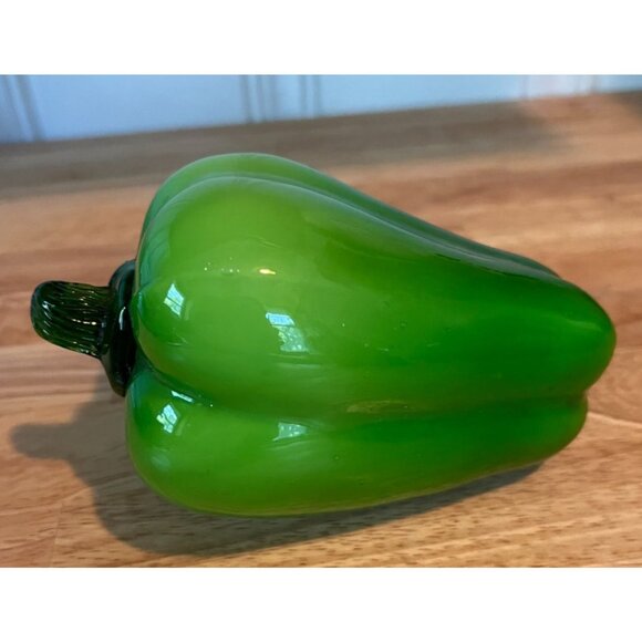Hand Blown Glass Vegetables Set of 4 - Orange Pumpkin Red Chili Green Bell Peppe - Picture 8 of 16